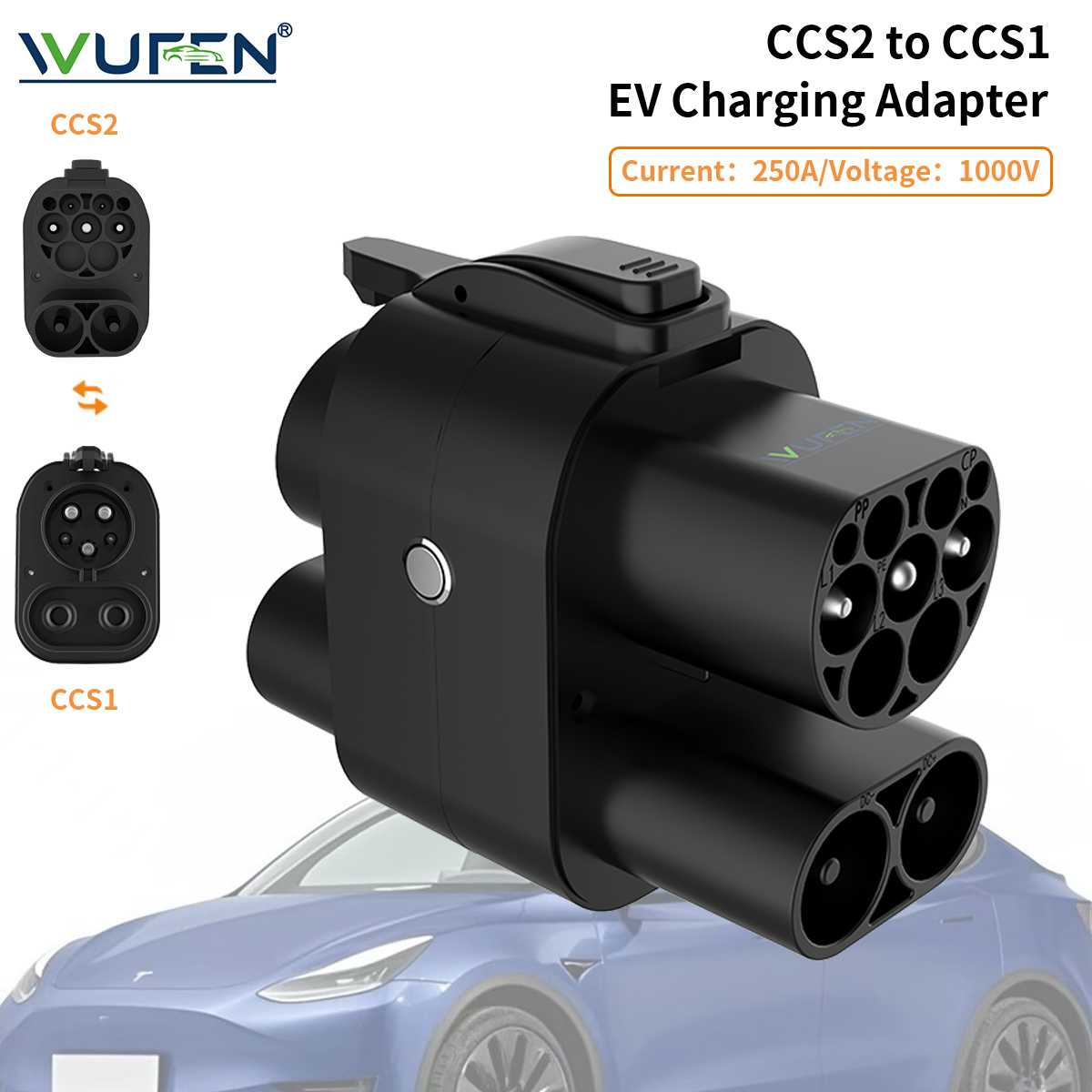 WUFEN CCS2 to CCS1 Adapter AC  - Ccs2 To Ccs1 Fast Charge Adapter 250Kw recension och pris