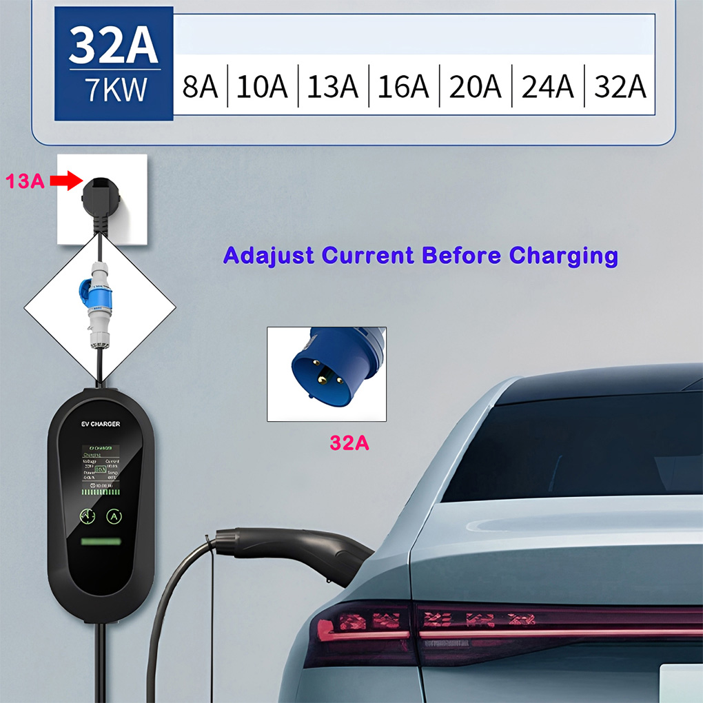 Type2 Portable EV Charger 7KW  - Portable Ev Charger 32A Type 2 Cee Plug recension och pris