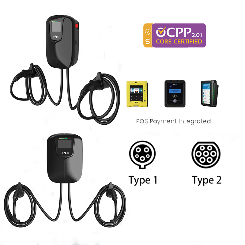 Commercial Dual Gun AC EV Char - 22Kw Wallbox Type 2 Ocpp Rfid recension och pris